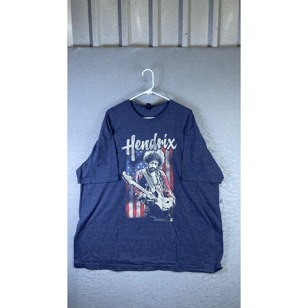 Gildan Jimi Hendrix T-Shirt Mens 3XL Blue Excellent Graphic Rock Tee